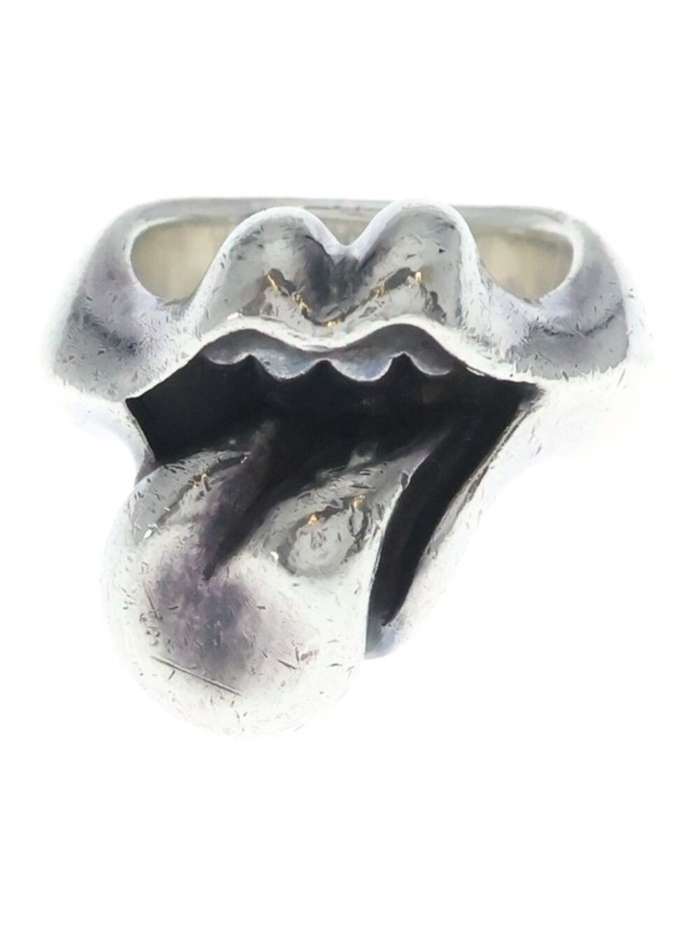 Chrome Hearts Lip Tongue Md Lip and Tan Medium Ring Silver